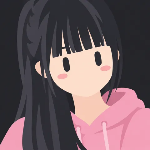Grok Bot style avatar: Ponytail + bangs